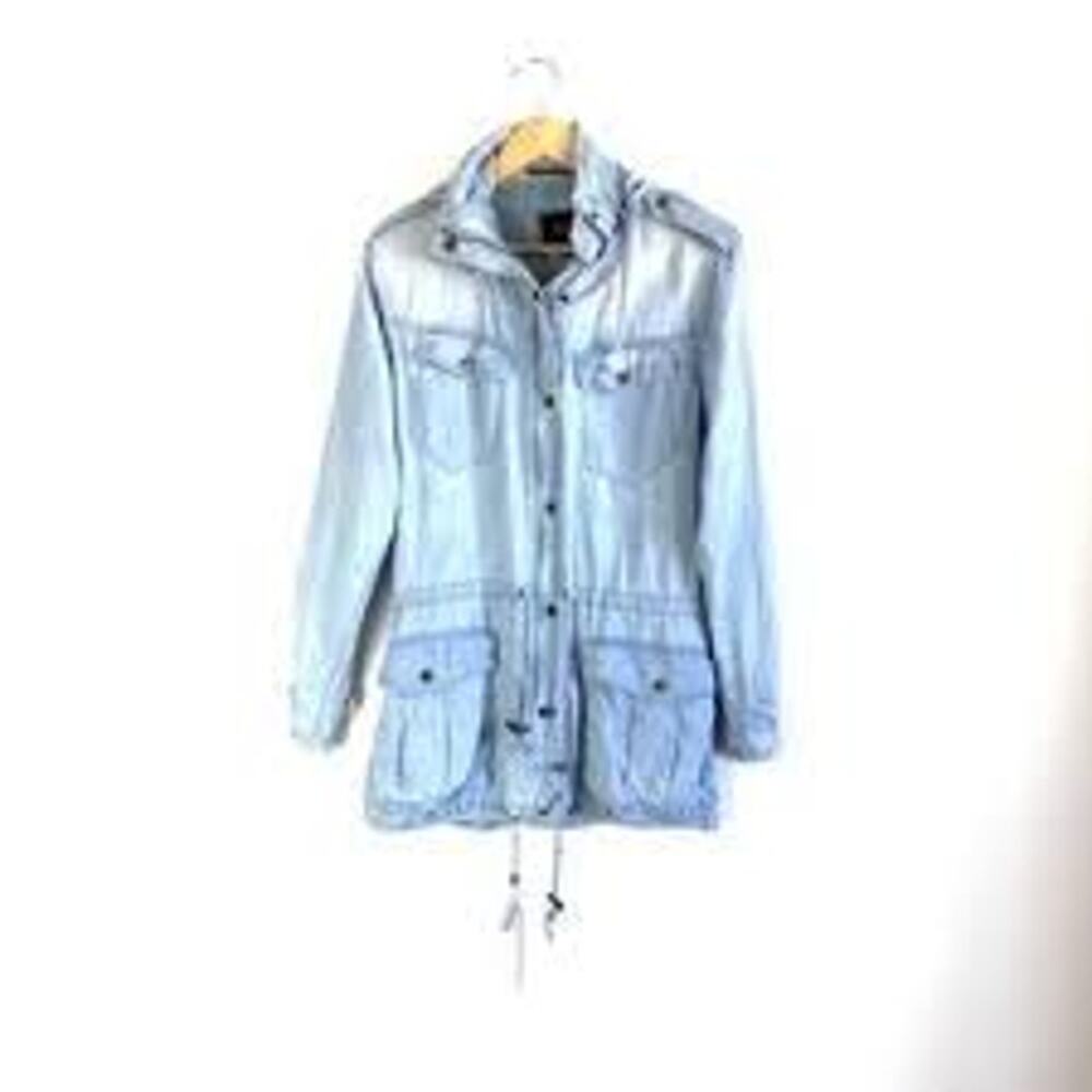RAILS Petra Utility Jacket Anorak Hidden Hood Chambray Size Medium M GORP CASUAL